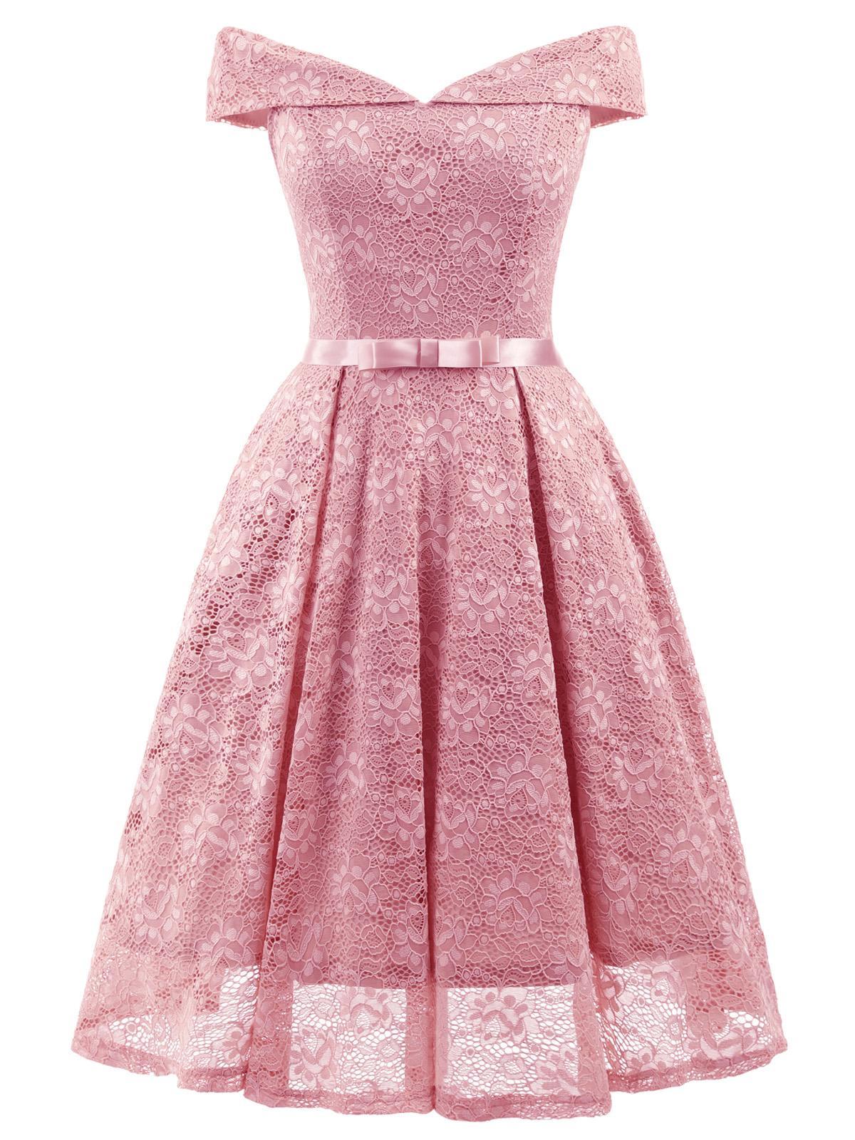 pink women short style off dress